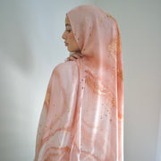 Printed Modal Hijab - Coral Blush